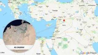 Lotnisko wojskowe znajduje się w pobliżu Tabki (As Saury) na północy Syrii 