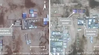 Maj i październik 2016, Aden w Jemenie. Zdjęcia porównawcze pokazujące nowe zabudowania w jednym z więzień