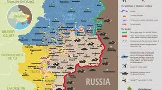 Mapa działań frontowych z 13 stycznia