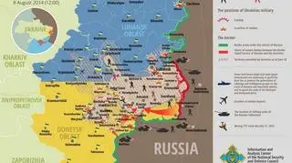 Mapa działań na frocie z 8 sierpnia