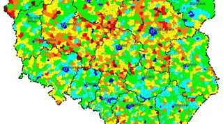 Mapa nieważnych głosów w wyniku niepostawienia żadnego krzyżyka (materiały udostępnione przez prof. Śleszyńskiego)