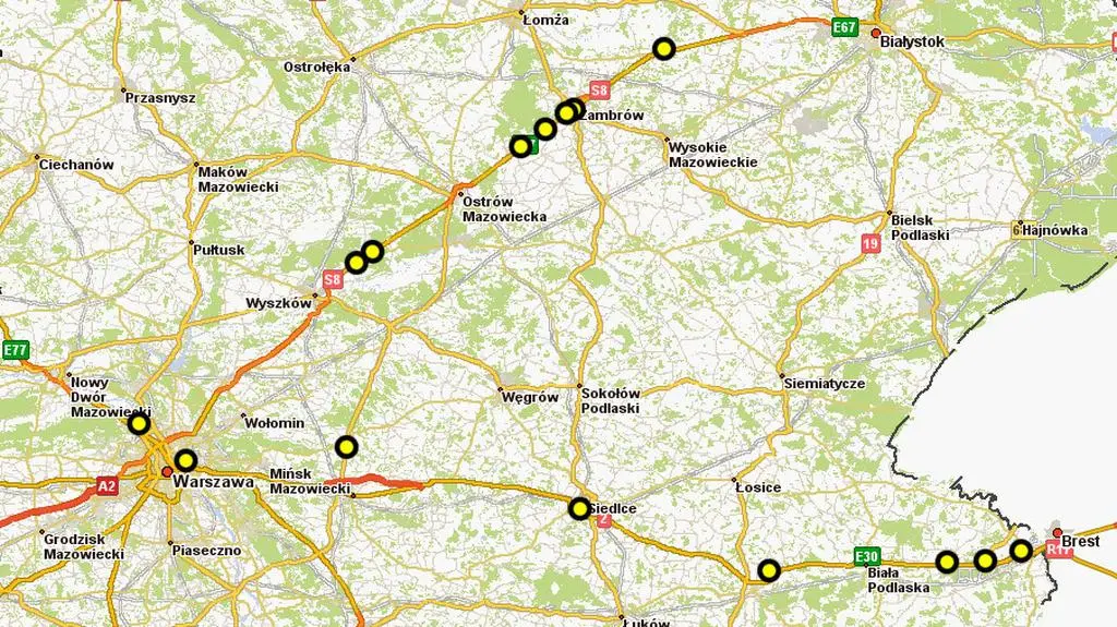 Mapa nowych fotoradarów