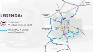 Mapa objazdów przygotowana przez urzędników
