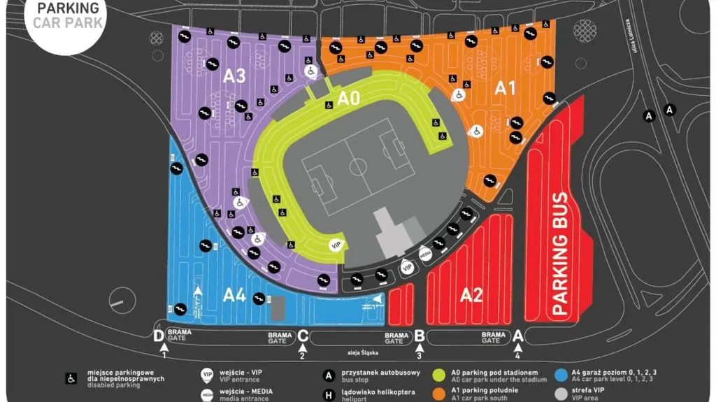 Mapa parkingów na mecz