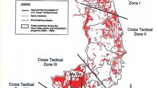 Mapa pokazująca, gdzie w latach 1965-1971 rozpylano Agent Orange