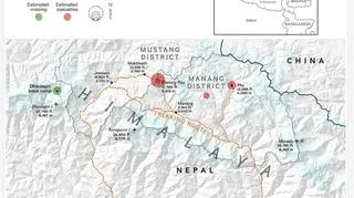 Mapa poszukiwań stworzona przez nepalskie TAAN