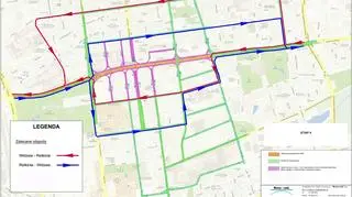Mapa proponowanych objazdów