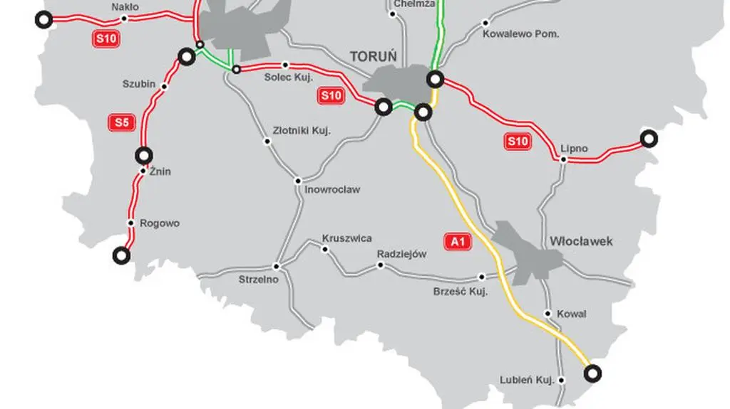 Mapa stanu budowy dróg