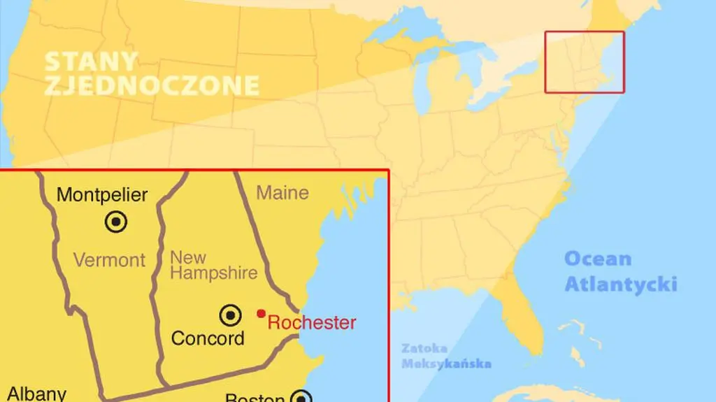 Mapa stanu New Hampshire