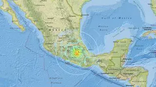 Mapa trzęsienia ziemi w Meksyku (USGS)
