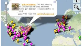 Mapa wpisów na twitterze poświęconych Jacksonowi (zazzle.com)