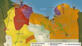 Mapka przedstawiająca rozmieszczenie ludności i węzły energetyczne Libii (fot. STRATFOR)