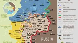 Mapka sytuacyjna frontu w Donbasie
