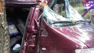 Mercedes uderzył w drzewo