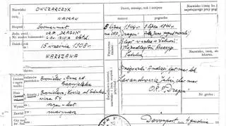 Metryka zgonu bosmanmata W. Owczarczyka. Opuszczając dom w sierpniu 1939 roku powiedział do ciężarnej żony: "Nie martw się, wrócę na święta"