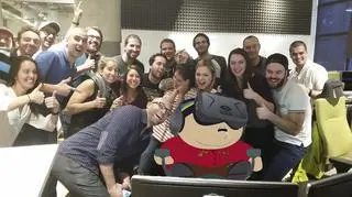 Mężczyzna jako postać z kreskówki