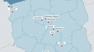 Miasta, w których doszło do przejęcia nieruchomości 