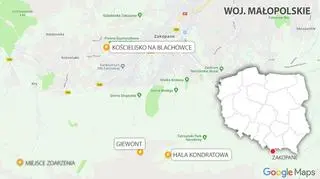 Miejsca, w których doszło do wyładowań atmosferycznych