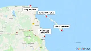 Miejsca znalezienia fok