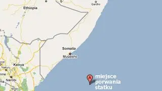 Miejsce porwania, u wybrzeży Somalii (google maps)