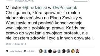 Minister Brudziński skomentował protest rolników w Warszawie