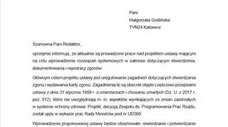 Ministerstwo zdrowia o projekcie dotyczącego stwierdzania zgonu