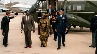 Mugabe po wizycie w USA w 1983 r. 