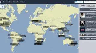 Na mapie zaznaczono miejsca, w których internauci posługują się hashtagiem #RoyalBaby