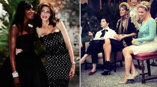 Na widowni gwiazdy: modelki Naomi Campbell i Stephanie Seymour oraz Isabella Rossellini, Anna Dello Russo i Scarlett Johansson