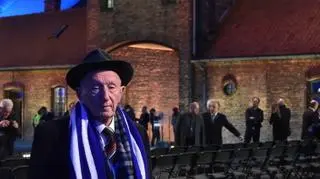 Najstarszy żyjący więzień Jehuda Widawski, podczas uroczystości 70. rocznicy wyzwolenia obozu Auschwitz