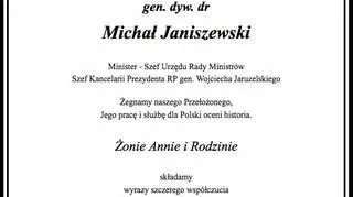 Nekrolog generała Janiszewskiego z 2016 roku