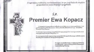 Nekrolog Premier Ewy Kopacz został wywieszony przy kopalni w Brzeszczach