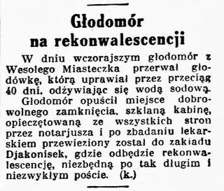 Notka o końcu głodówki Alfonsa Kriese
