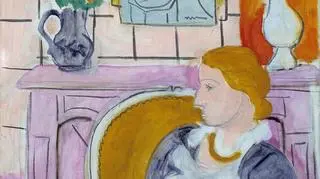 Obraz H. Matisse'a "Kobieta w błękicie przy kominku" 