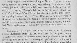 Odezwa władz Poznania z1925 r. do mieszkańców przyłączonych gmin