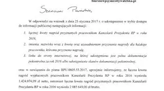 Odpowiedź Kancelarii Prezydenta