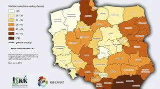 Odsetek uczęszczających na niedzielną mszę w odniesieniu do ogólnej liczby zobowiązanych