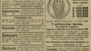 Ogłoszenia w gazetach dotyczyły nie tylko pracy