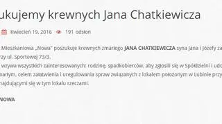Ogłoszenie o poszukiwaniu spadkobierców pana Jana