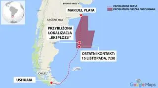 Okręt płynął z miasta Ushuaia do Mar del Plata 