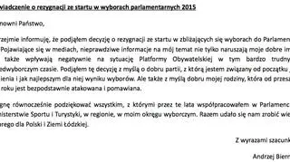 Oświadczenie Andrzeja Biernata 