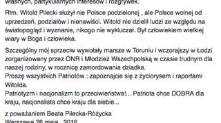 Oświadczenie Beaty Pileckiej-Różyckiej