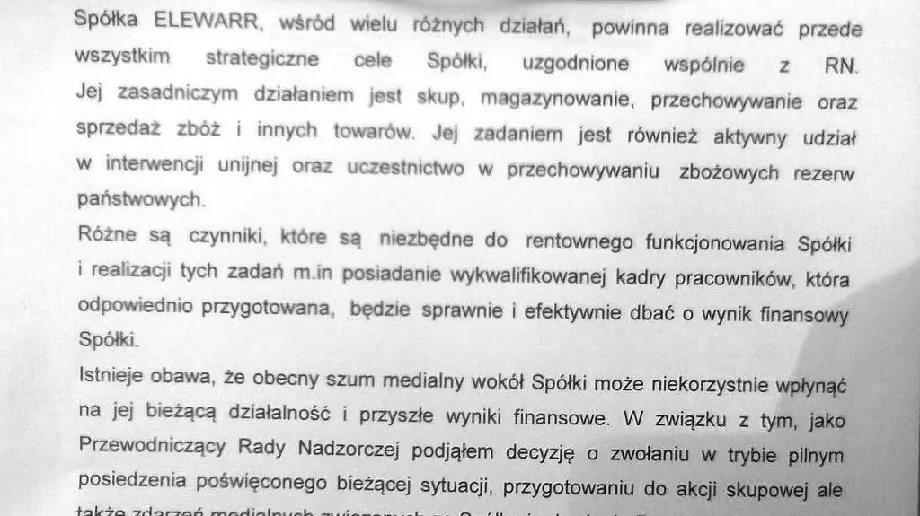 Oświadczenie Elewarru