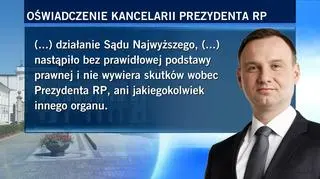 Oświadczenie Kancelarii Prezydenta RP ws. decyzji Sądu Najwyższego