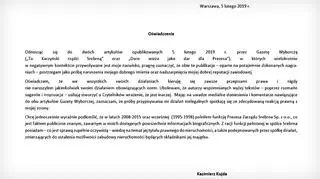 Oświadczenie Kazimierza Kujdy