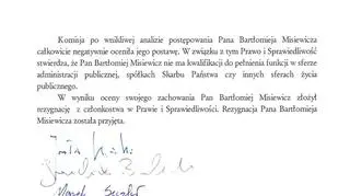 Oświadczenie komisji ws. Bartłomieja Misiewicza