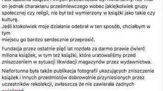 Oświadczenie księdza Rafała Jarosiewicza w sprawie spalenia książek
