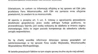 Oświadczenie Marszałka Województwa Wielkopolskiego 