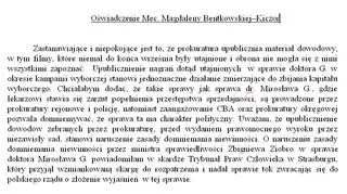 Oświadczenie obrończyni doktora G.