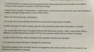 Oświadczenie policji w Sydney